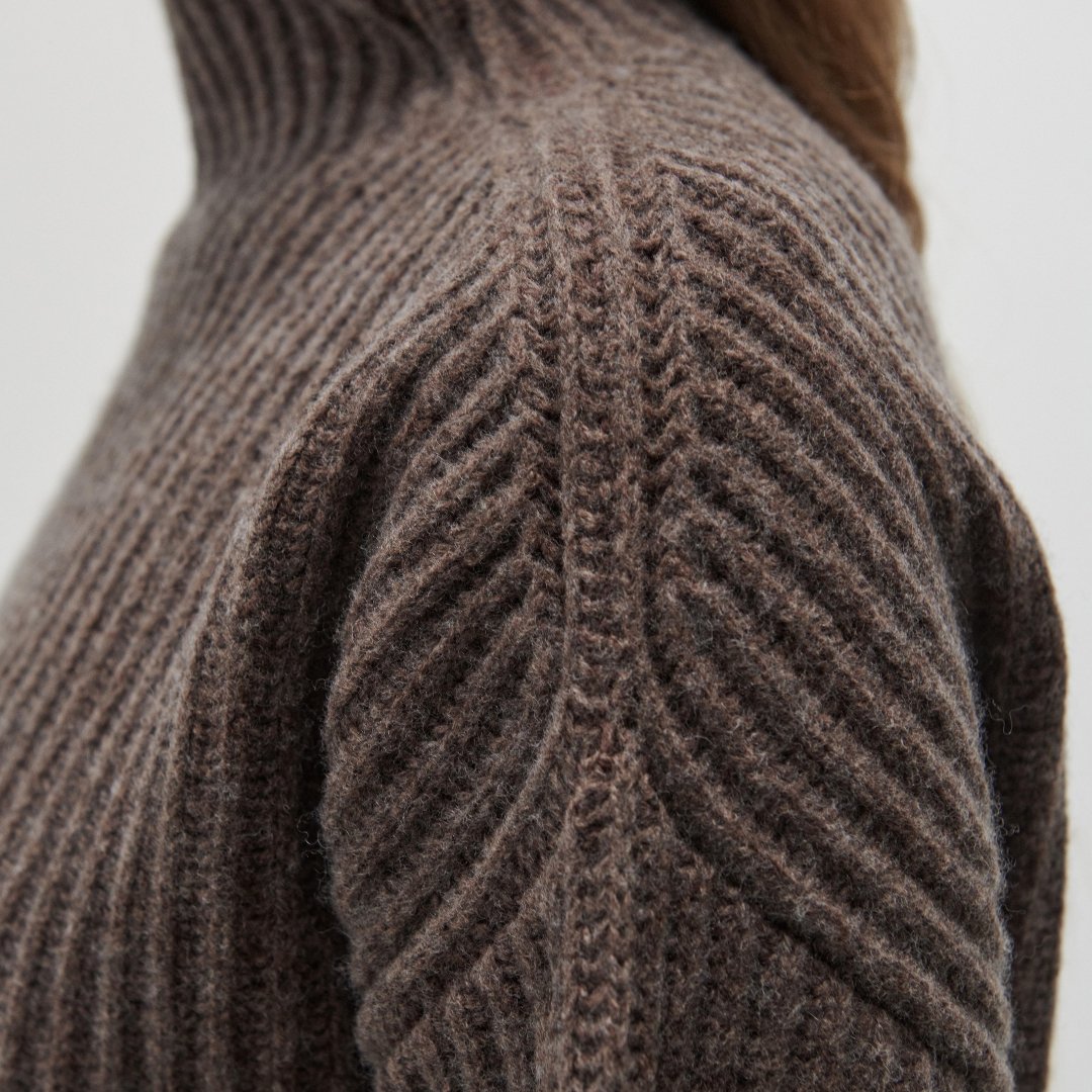 FUB Woman | Lambswool Rib Sweater | Pecan Melange - Eli & Friends