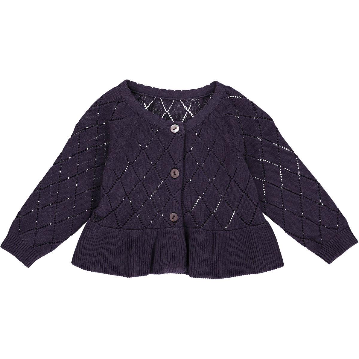 Müsli | Strik Frill Cardigan Baby | Dark Lilac - Eli & Friends