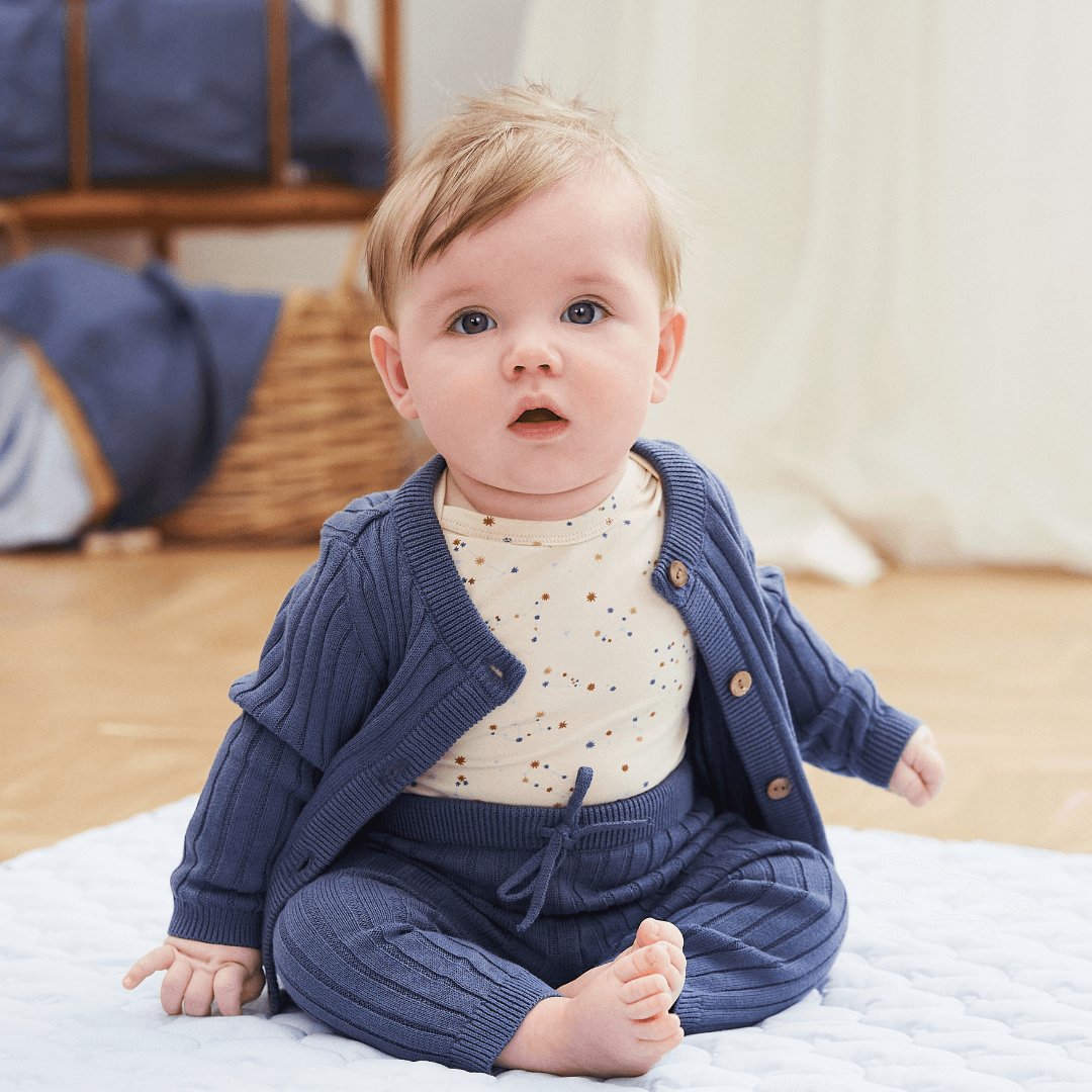 Müsli | Strikket Rib Cardigan Baby | Indigo - Eli & Friends